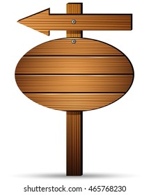 Wooden sign board on a white background
