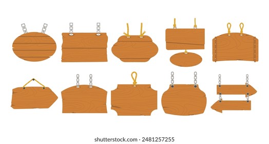 Wooden Sign Board Vector Set