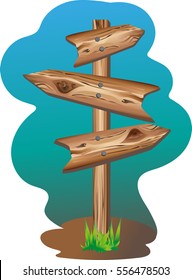 Wooden sign for cartoons. The texture of the wood. Vector image. Design for animation, computer games.