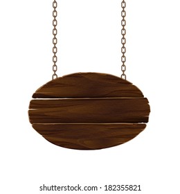 Wooden sign with chain. Vector