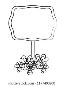 Wooden sign and clover leaves sketch