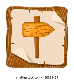 Wooden sign colorful icon