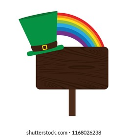 Wooden sign and elf hat with rainbow