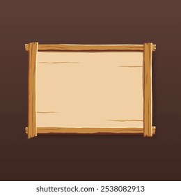 Wooden sign with frame, square shape