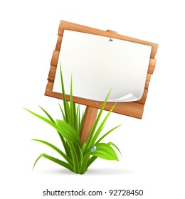 Wooden Sign In Grass, 10eps
