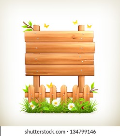 Wooden sign in grass vector