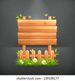 Wooden sign in grass vector