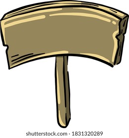 Wooden sign, illustration, vector on white background