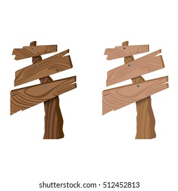 Wooden sign isolated on white background. Brown wooden sign design.