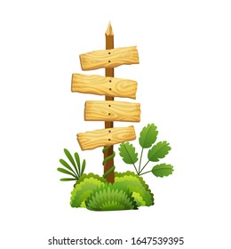 Wooden sign in Jungle rainforest with tropical