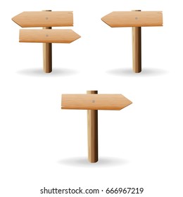 Wooden sign. notice board. road sign. vector illustration