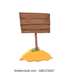 wooden sign on the beach in summer vector illustration