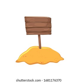 wooden sign on the beach in summer vector illustration