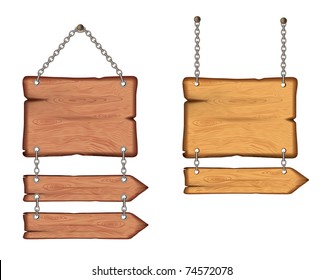 wooden sign on the chains. vector