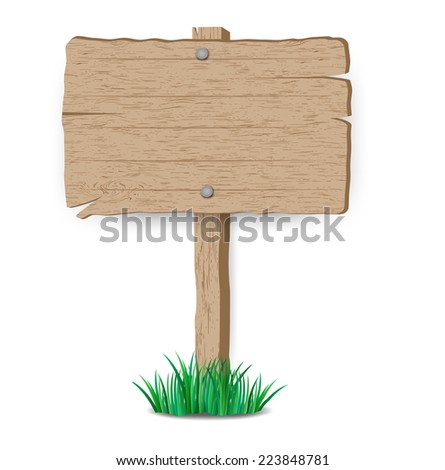 Wooden Sign On Grass Vector Illustration Stock Vector (Royalty Free ...