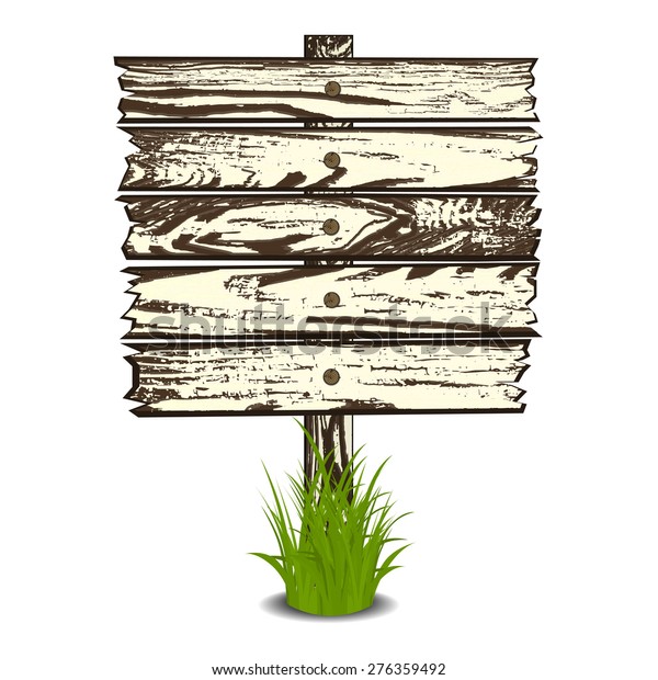 Wooden Sign On Grass Vector Illustration Stock Vector Royalty Free 276359492 Shutterstock