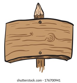 wooden sign on a stake cartoon