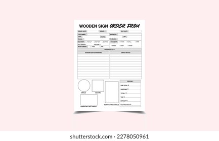 Wooden Sign Order Book kdp interior