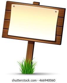 Wooden sign with paper scroll