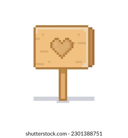 Wooden sign, pixel art object
