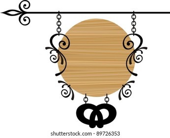 Wooden sign with place for text, vector illustration