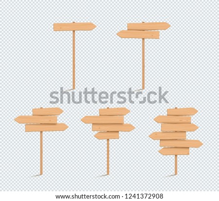 Wooden Sign Plain Empty 3d Direction Arrow Post Set