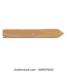 Wooden sign pointer isolated on white background. Vector illustration board made of wood showing direction, straight arrow shape pointer sign