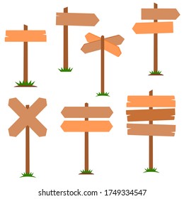 wooden sign post direction set