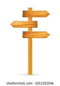 Wooden sign post on a white background.