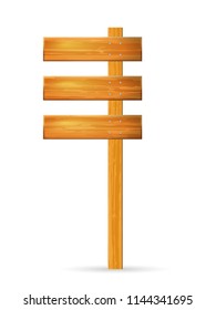 Wooden sign post on a white background.