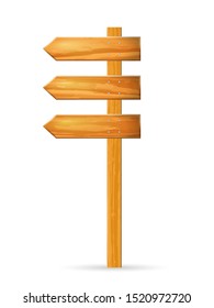 Wooden sign post on a white background.