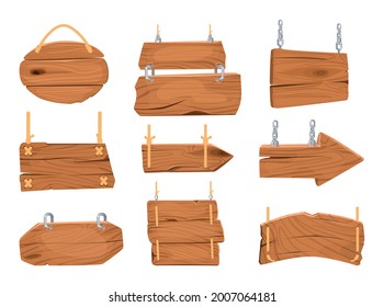 Wooden sign ropes composition with dogs and their masters with wooden items benches and slides with vector illustration