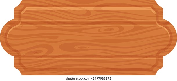 Wooden sign template. Cartoon game menu element
