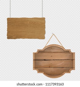 Wooden Sign Transparent Background With Gradient Mesh, Vector Illustration