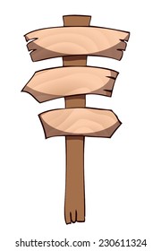 Wooden Sign Vector Illustration isolated on a White Background, outlines available on a separate Layer. 
