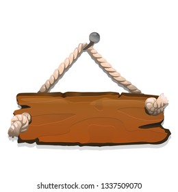 Wooden sign vector illustration for web and game design