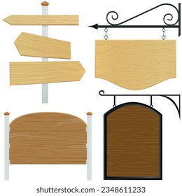 conjunto de vector de signo de madera de 2 EPS10