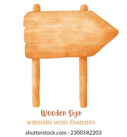 wooden sign, watercolor wood, beach sign vector illustration