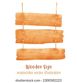 signo de madera, madera acuarela, ilustración del vector del signo de la playa