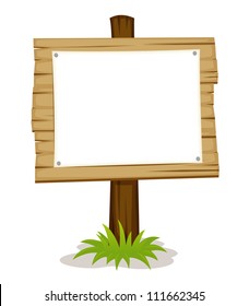 Wooden sign with white blank