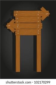 wooden signage, vector illustration,  a rectangle with and a arrow