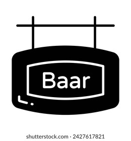 Wooden signboard of bar in modern style isolated on white background