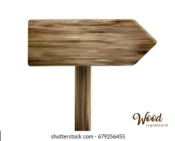 Wooden signboard design, blank board for design uses isolated on white background