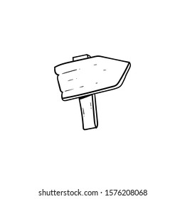 wooden signboard doodle icon vector hand drawing 