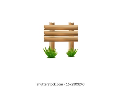 wooden signboard, empty signboard isolated on white background