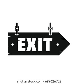 Wooden signboard exit black simple silhouette icon vector illustration for design and web isolated on white background. Signboard vector object for labels, logos and advertising