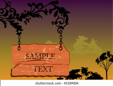 wooden signboard front of night sky