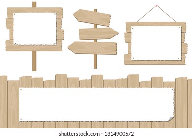 
Wooden signboard icon set