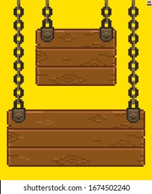 Wooden Signboard Pixel Art Illustration