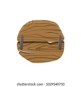 Wooden signboard, plaque. Button for games or site. Wooden pointer for decoration in vintage style. Vector illustration cartoon stye